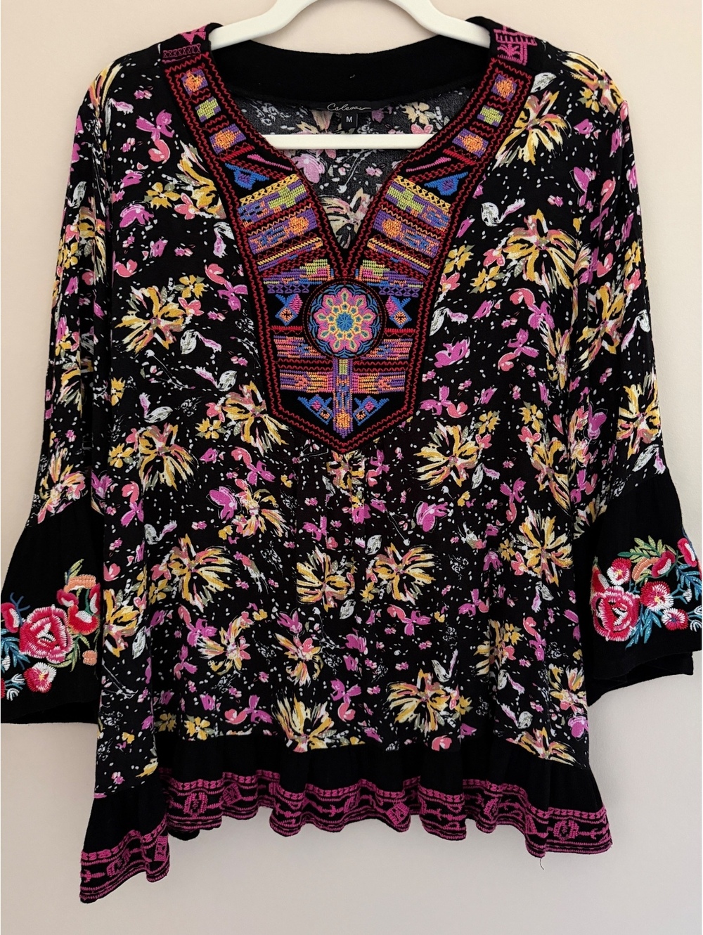 M embroidered boho top